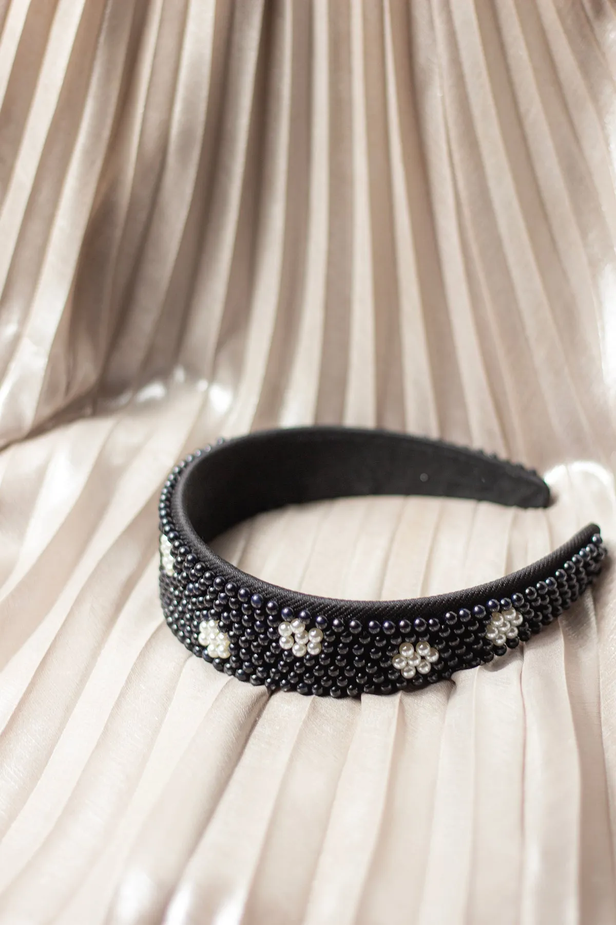 Pearl Beaded Polka Dot Headband