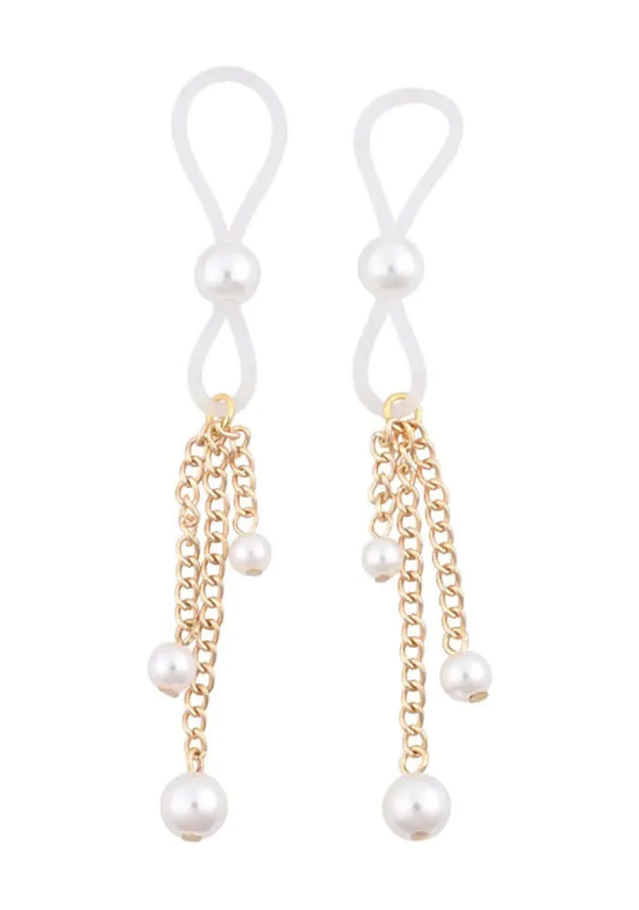 Pearl Nipple Ties - Gold/white