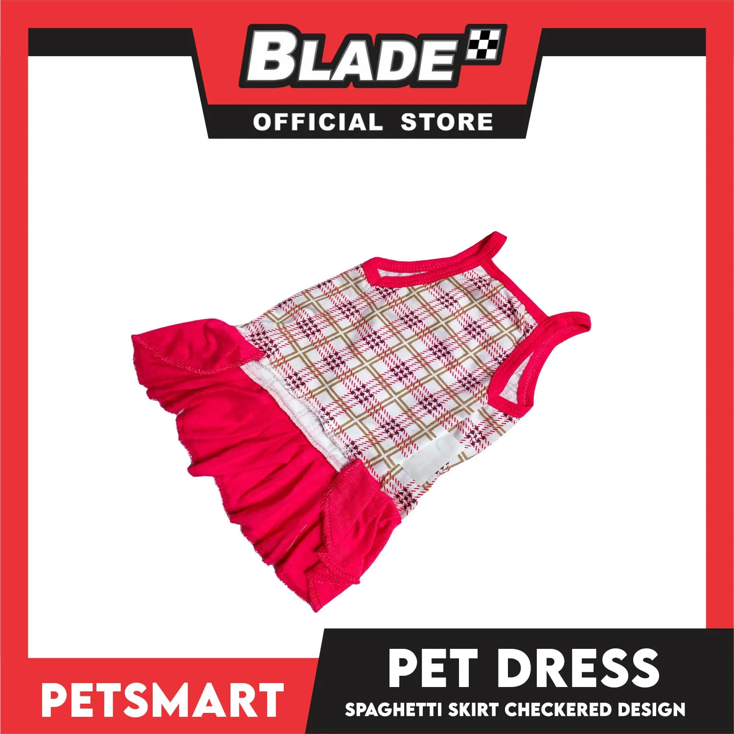 Pet Dress Spaghetti Skirt Checkered Design, Pink Color DG-CTN109XL (XL) Perfect Fit For Dogs And Cats, Breathable Clothes, Soft Lightweight Pet Clothing