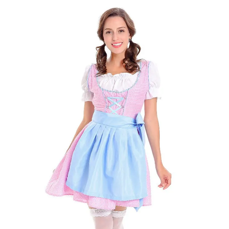Pink and Blue Checked Oktoberfest Dirndl