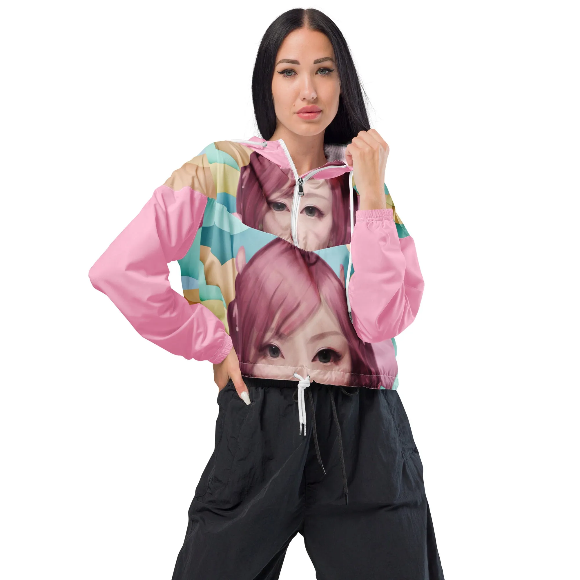 Pink Head TheTravelQuintessential Women’s Cropped Windbreaker
