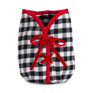 Plaid Christmas Tree Pot Cover 9"H