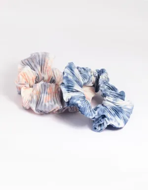 Pleated Tie Dye Scrunchie Set