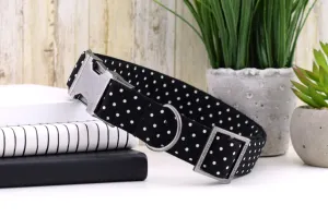 Polka Dot Dog Collar - Black & White