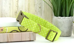 Polka Dot Dog Collar - Lime Green & White