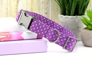 Polka Dot Dog Collar - Purple & White