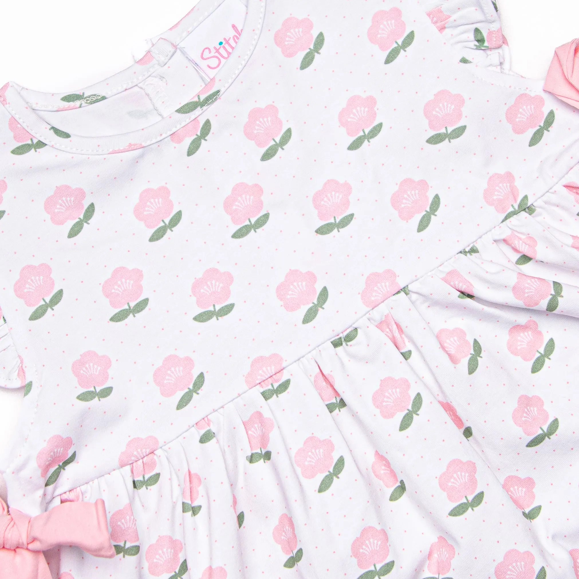Polka Dot Petunia Side Tie Dress, Pink