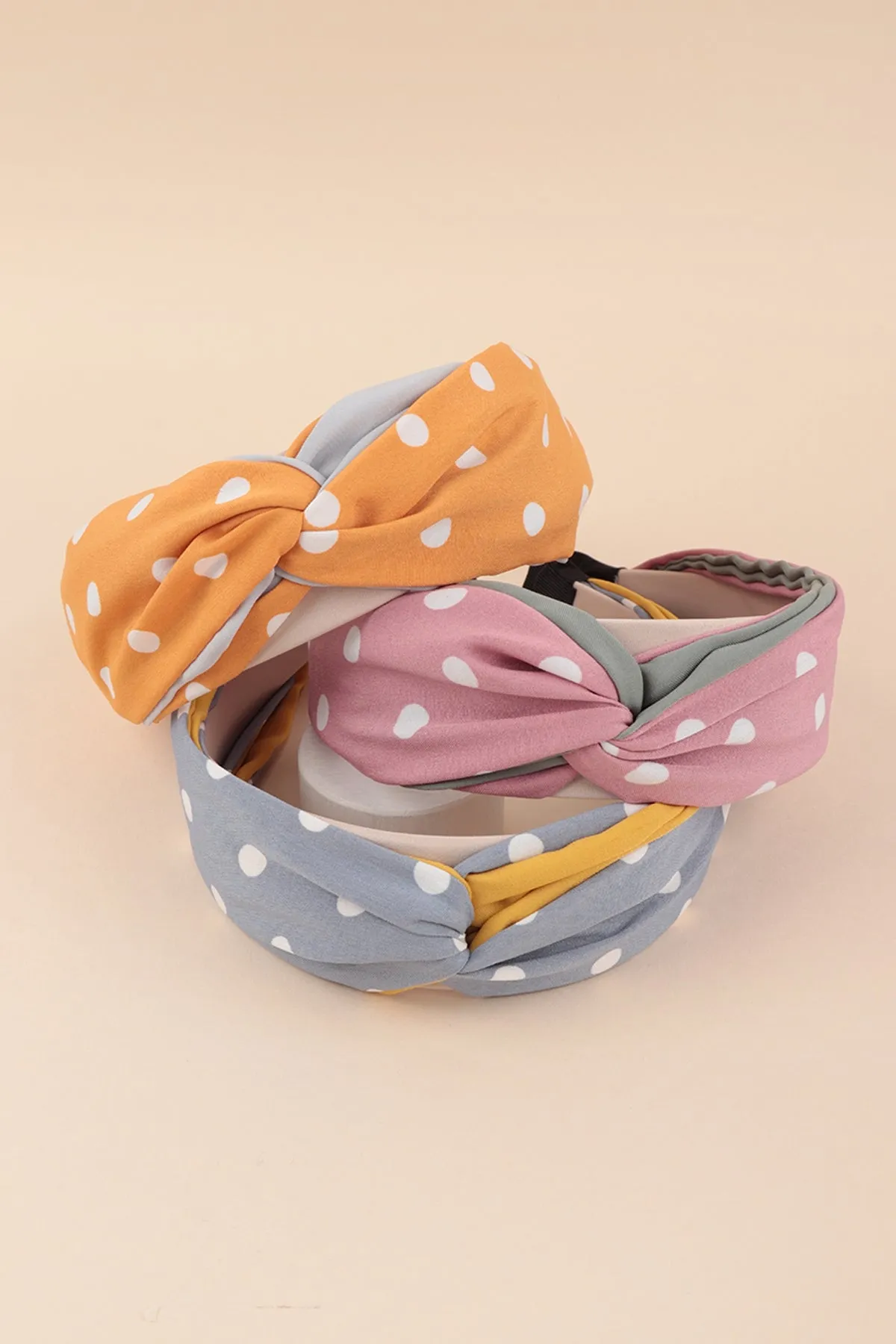 POLKA DOT PRINT TWISTED HEADBAND HAIR ACCESSORIES