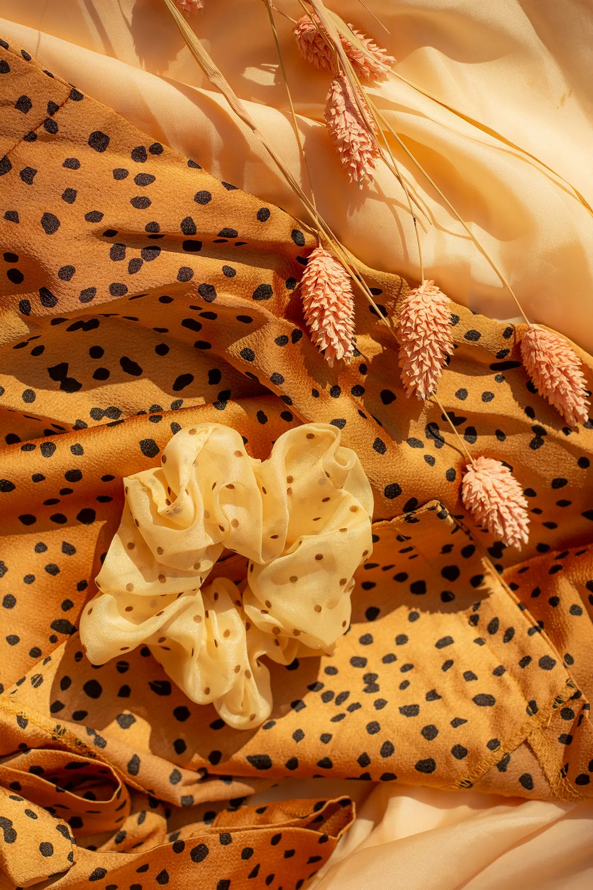 Polka Dot Silk Feel Scrunchie