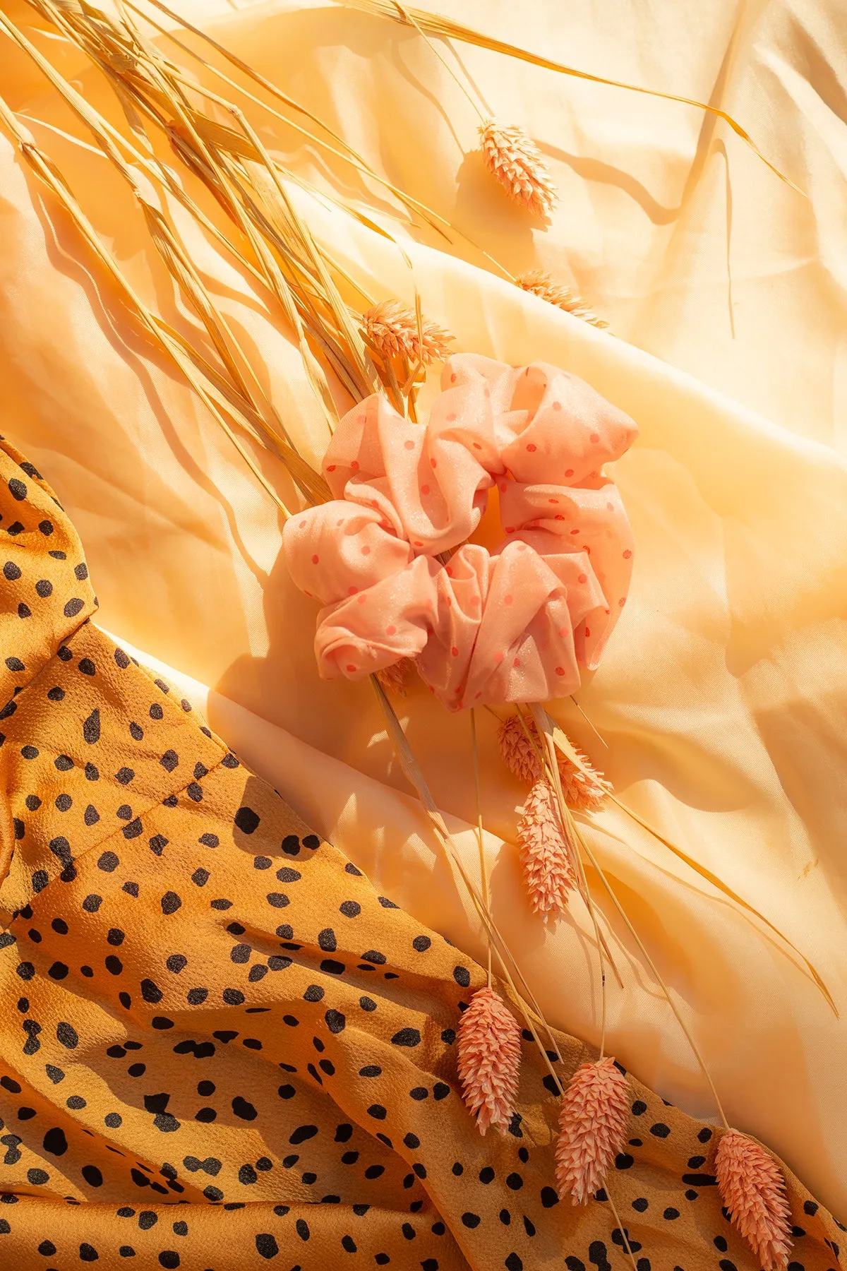 Polka Dot Silk Feel Scrunchie