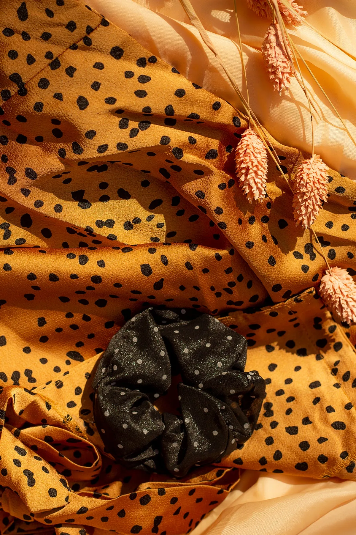 Polka Dot Silk Feel Scrunchie