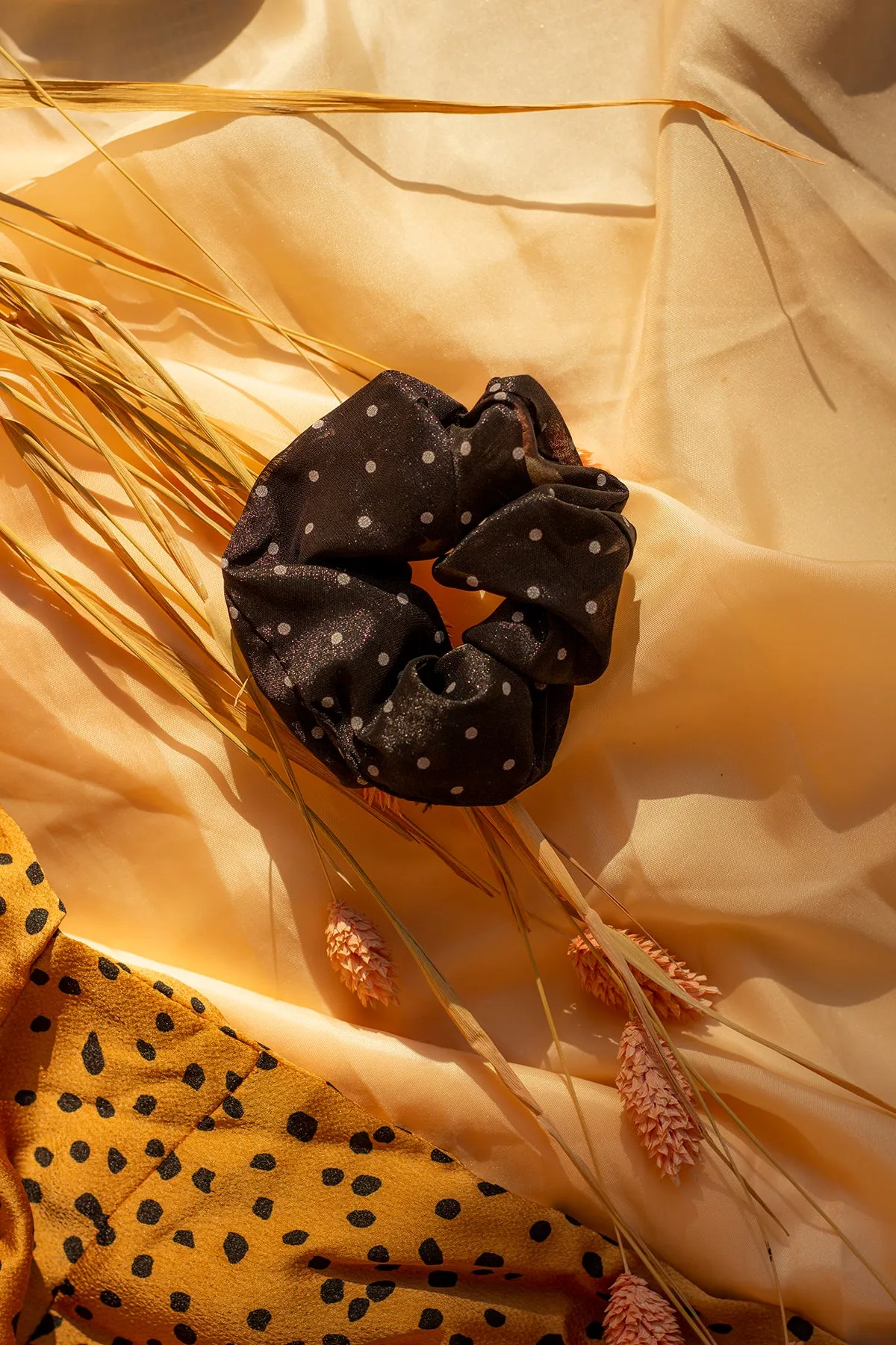 Polka Dot Silk Feel Scrunchie