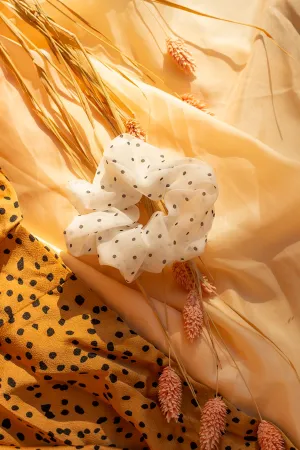 Polka Dot Silk Feel Scrunchie