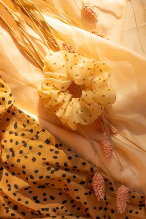 Polka Dot Silk Feel Scrunchie