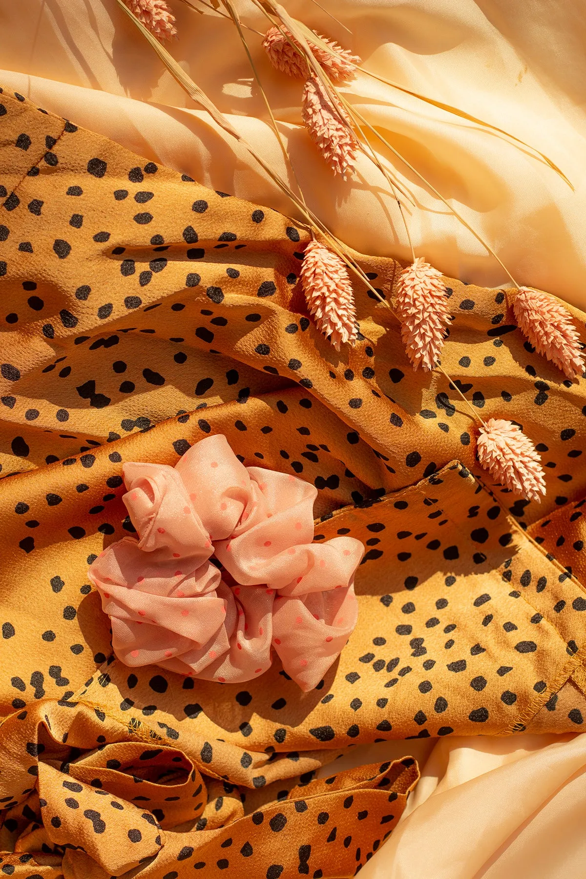 Polka Dot Silk Feel Scrunchie