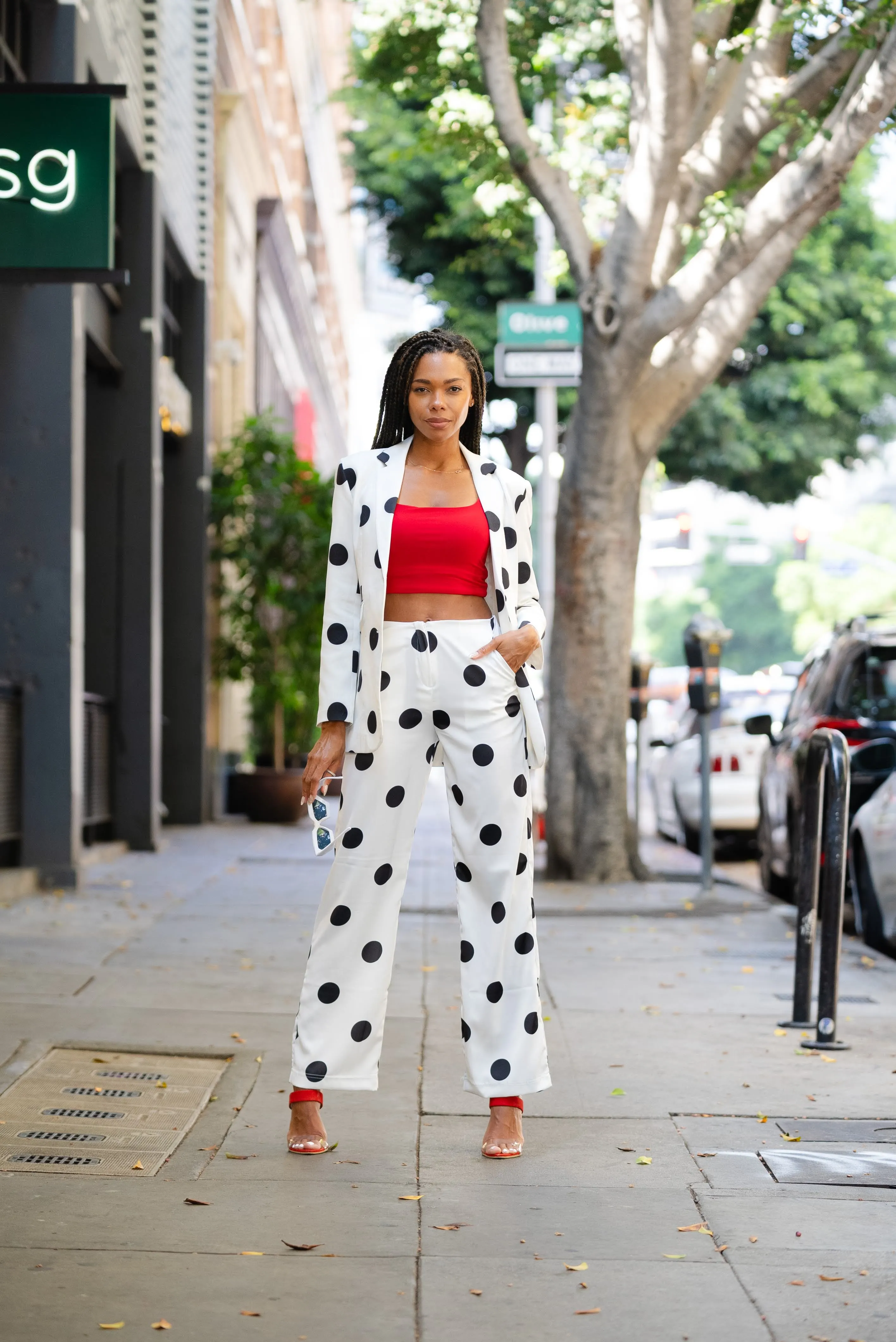 Polka Dot White and Black Suit