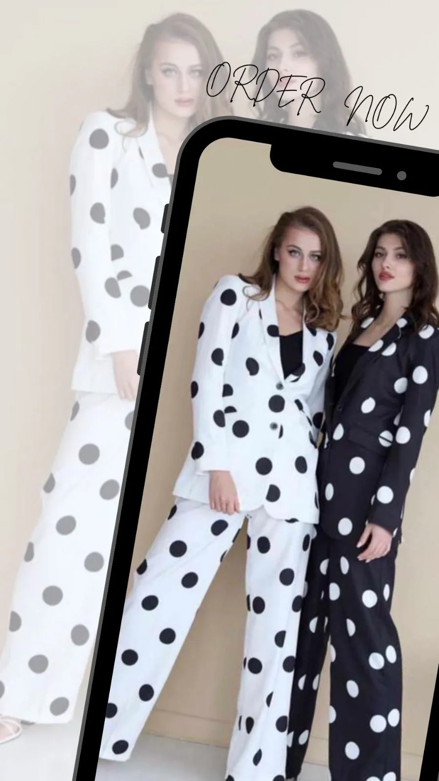 Polka Dot White and Black Suit