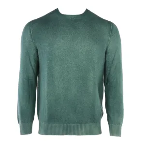 Pop Hand-Sprayed Cashmere Crewneck in Dark Green