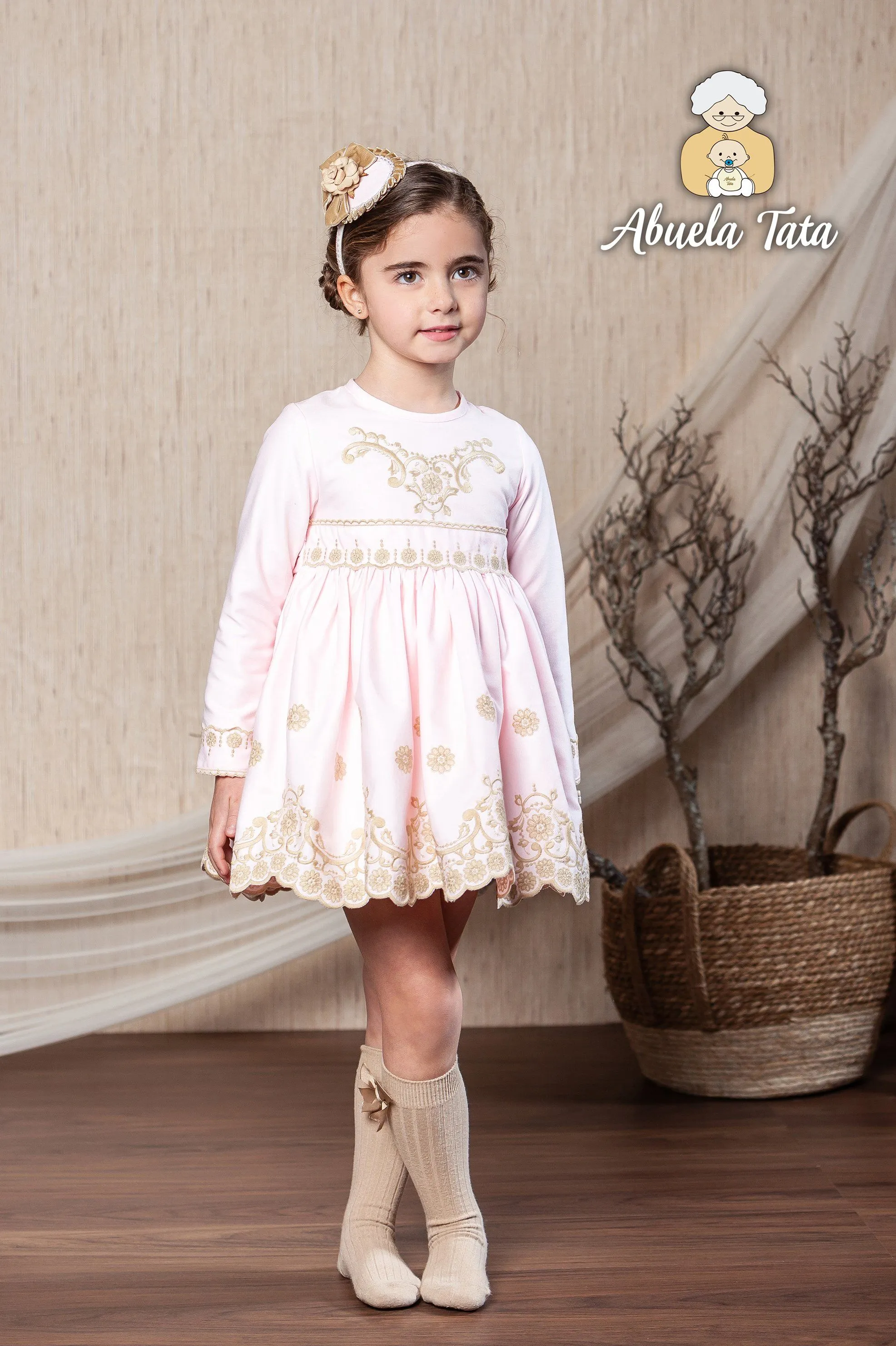 "Catalina" Pink & Beige Lace Dress