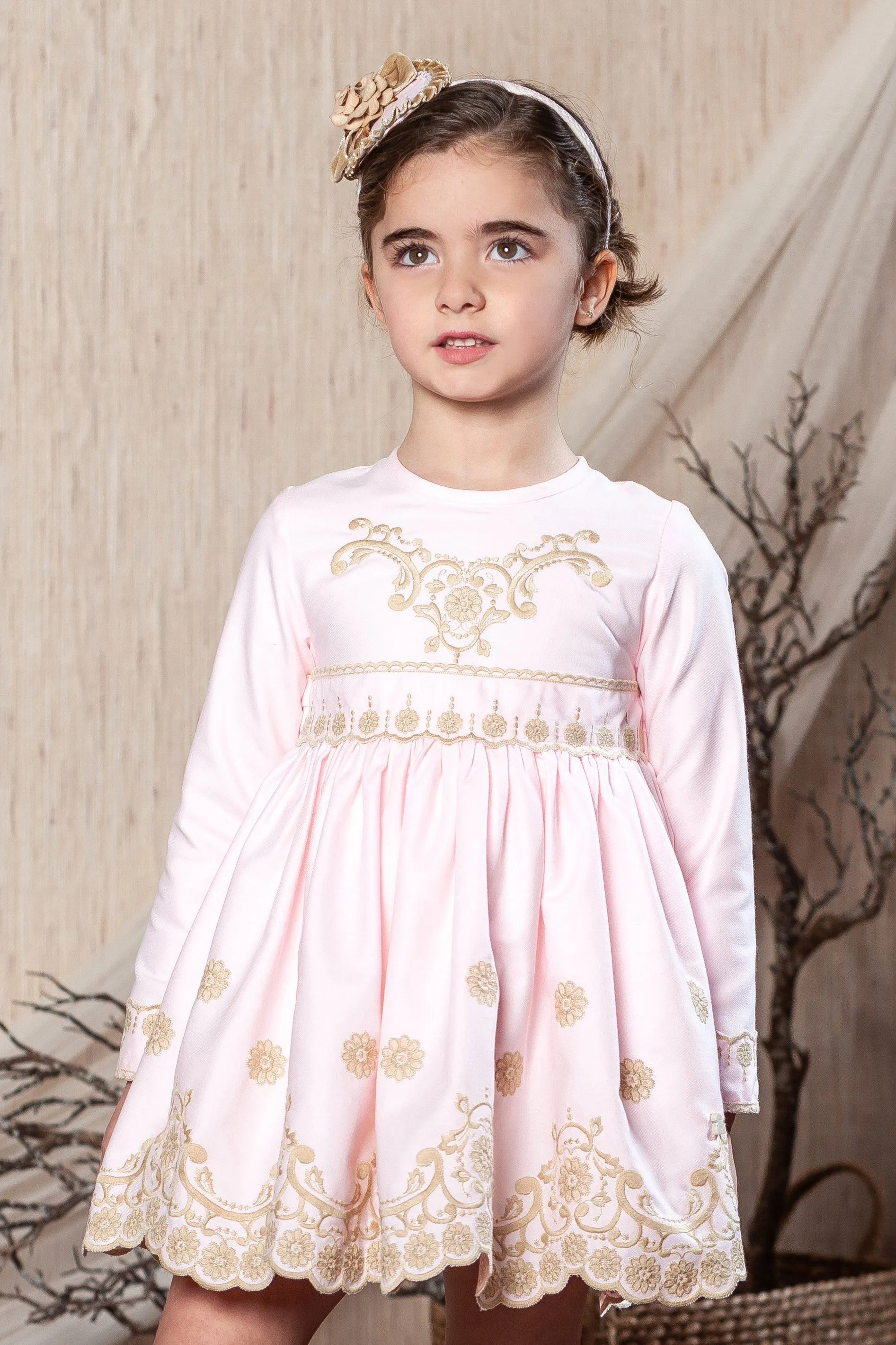 "Catalina" Pink & Beige Lace Dress