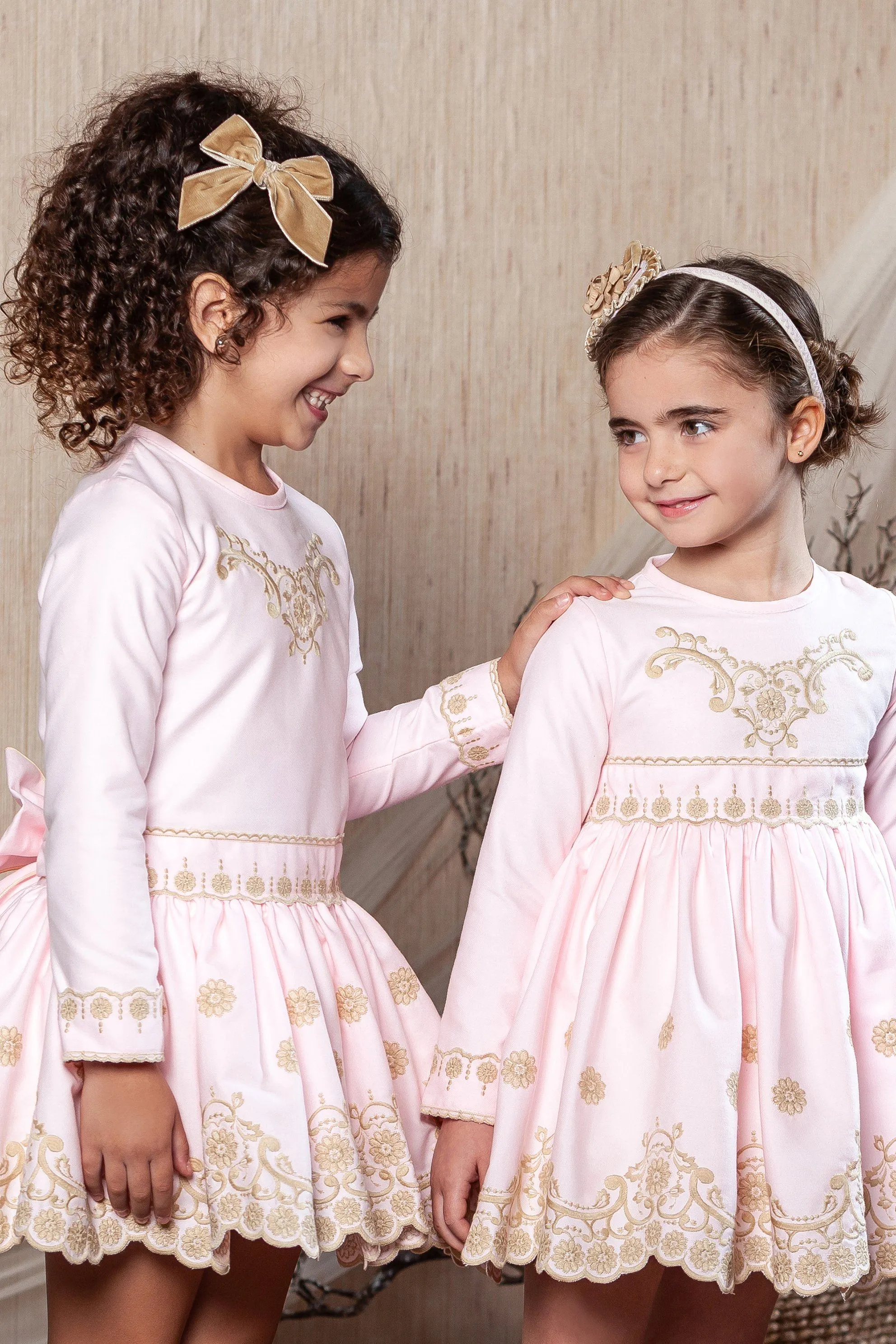 "Catalina" Pink & Beige Lace Dress