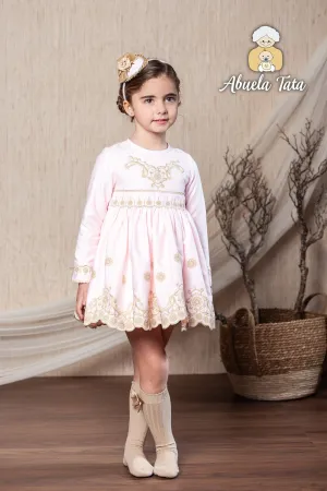 "Catalina" Pink & Beige Lace Dress