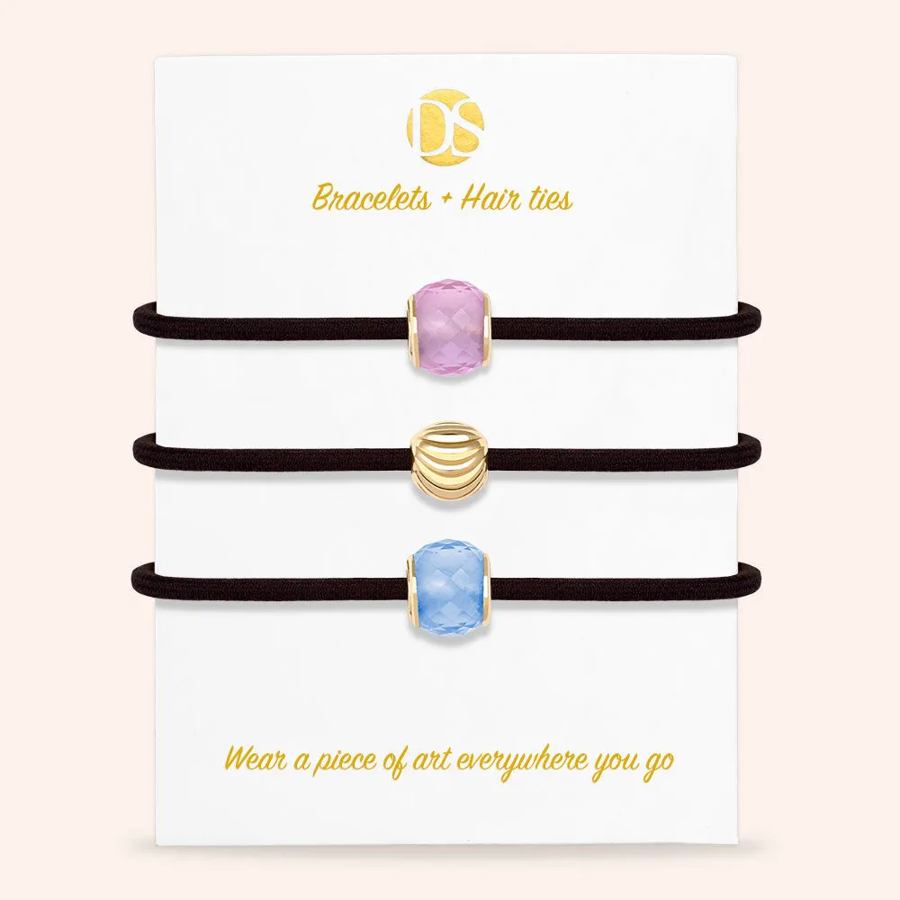 "Work of Art" Murano Glass Set of 3 Hair Ties & Bracelet Jewels