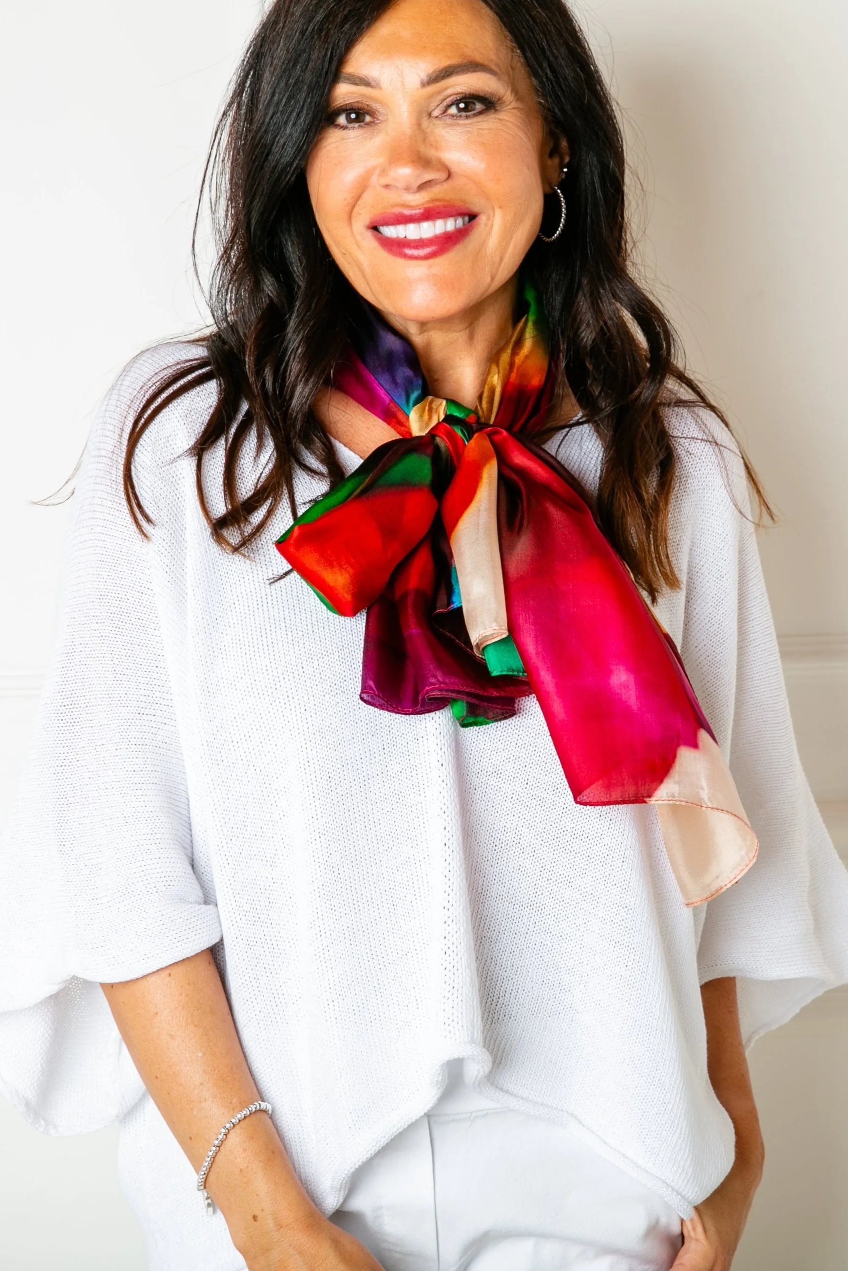 Rainbow Layers Silk Scarf