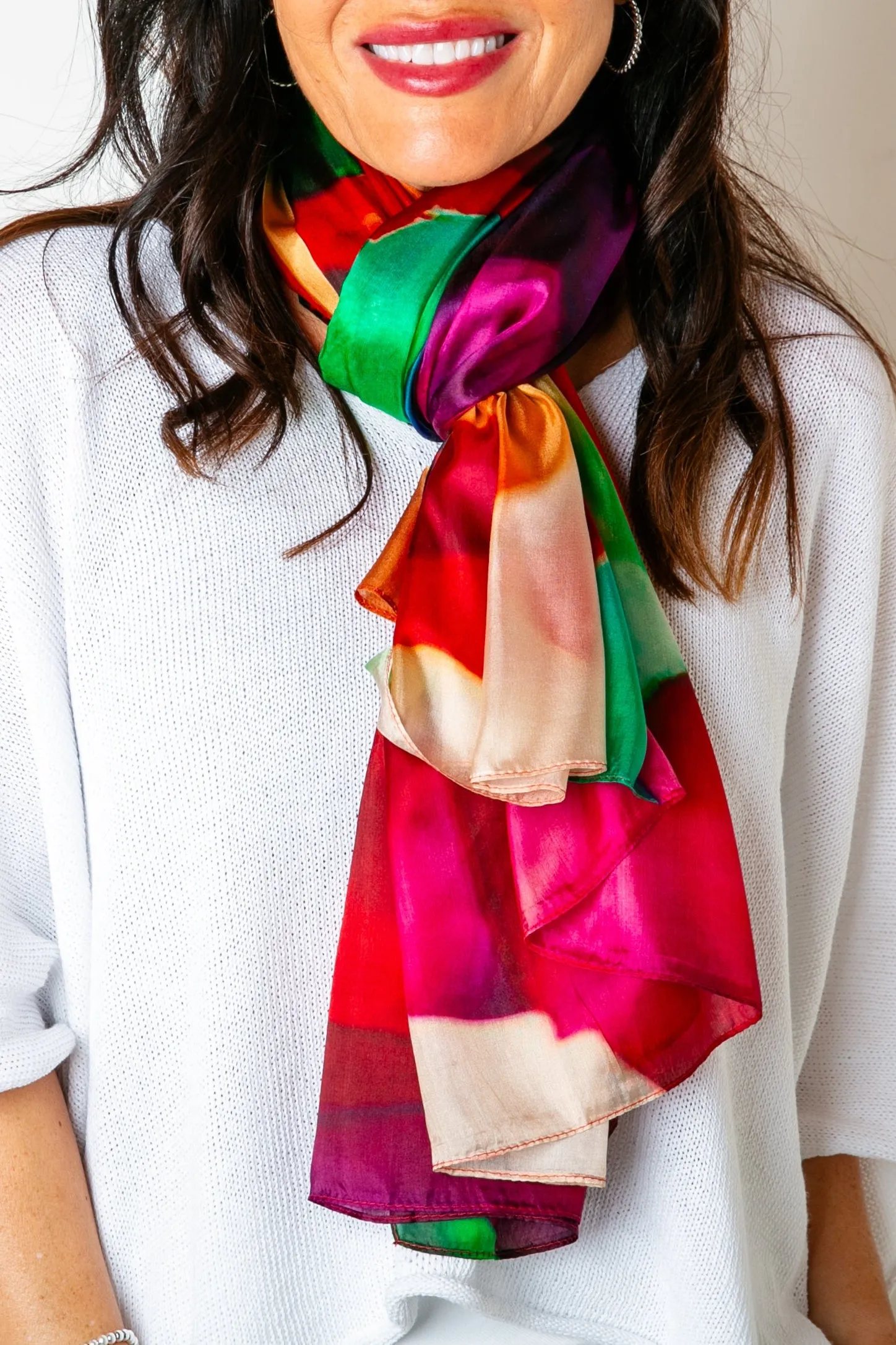 Rainbow Layers Silk Scarf