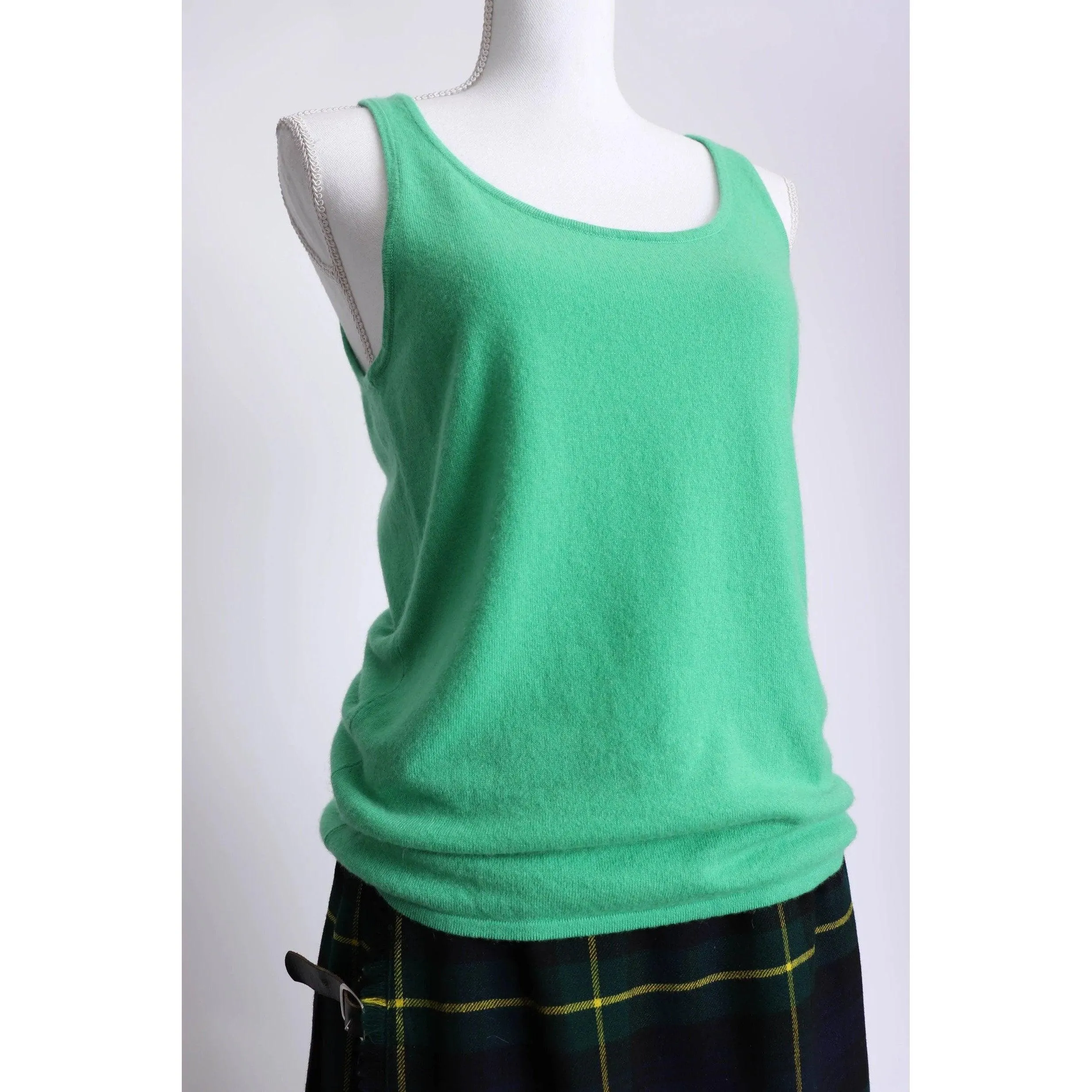 RALPH LAUREN 90's Green Cashmere Tank Top | Size M/L