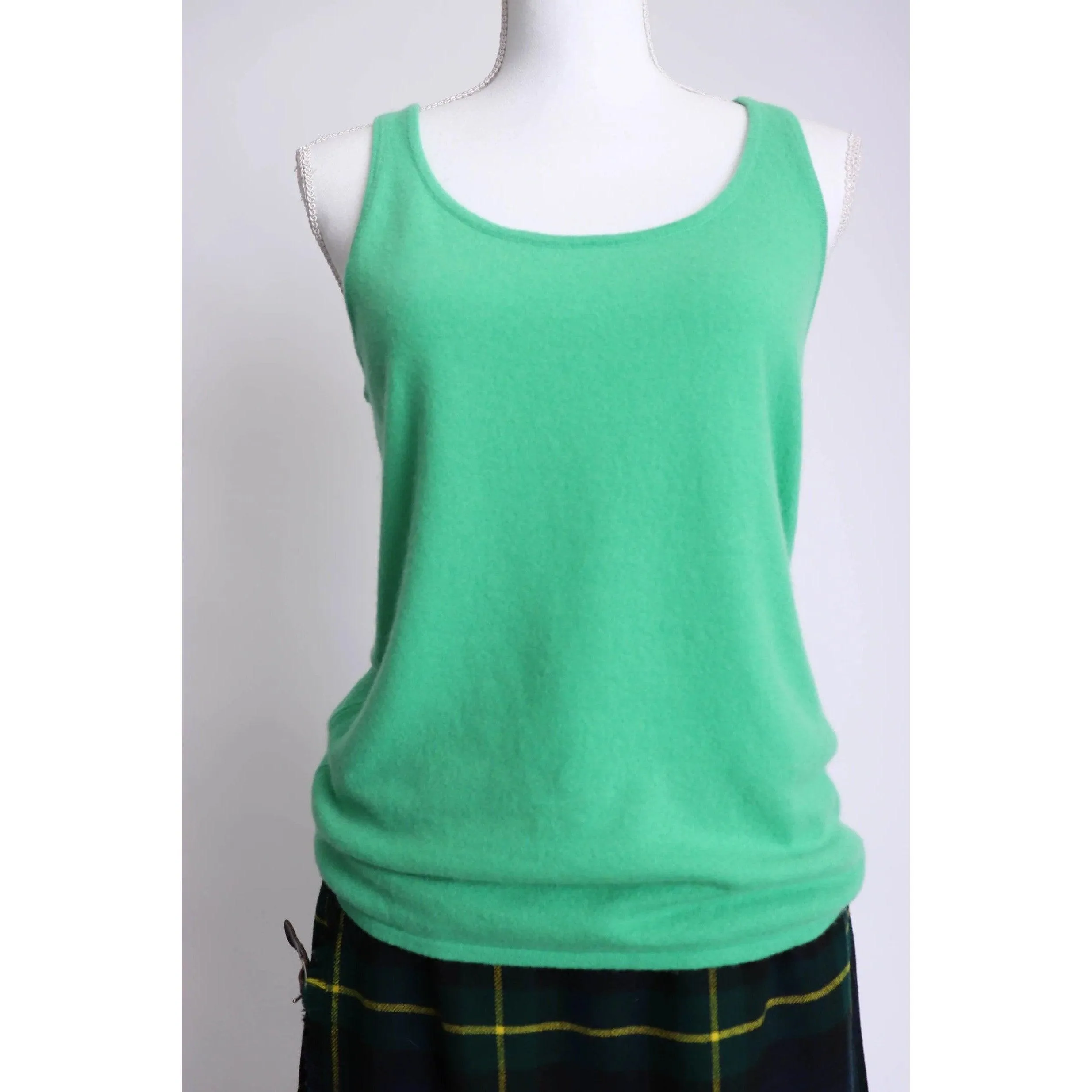 RALPH LAUREN 90's Green Cashmere Tank Top | Size M/L