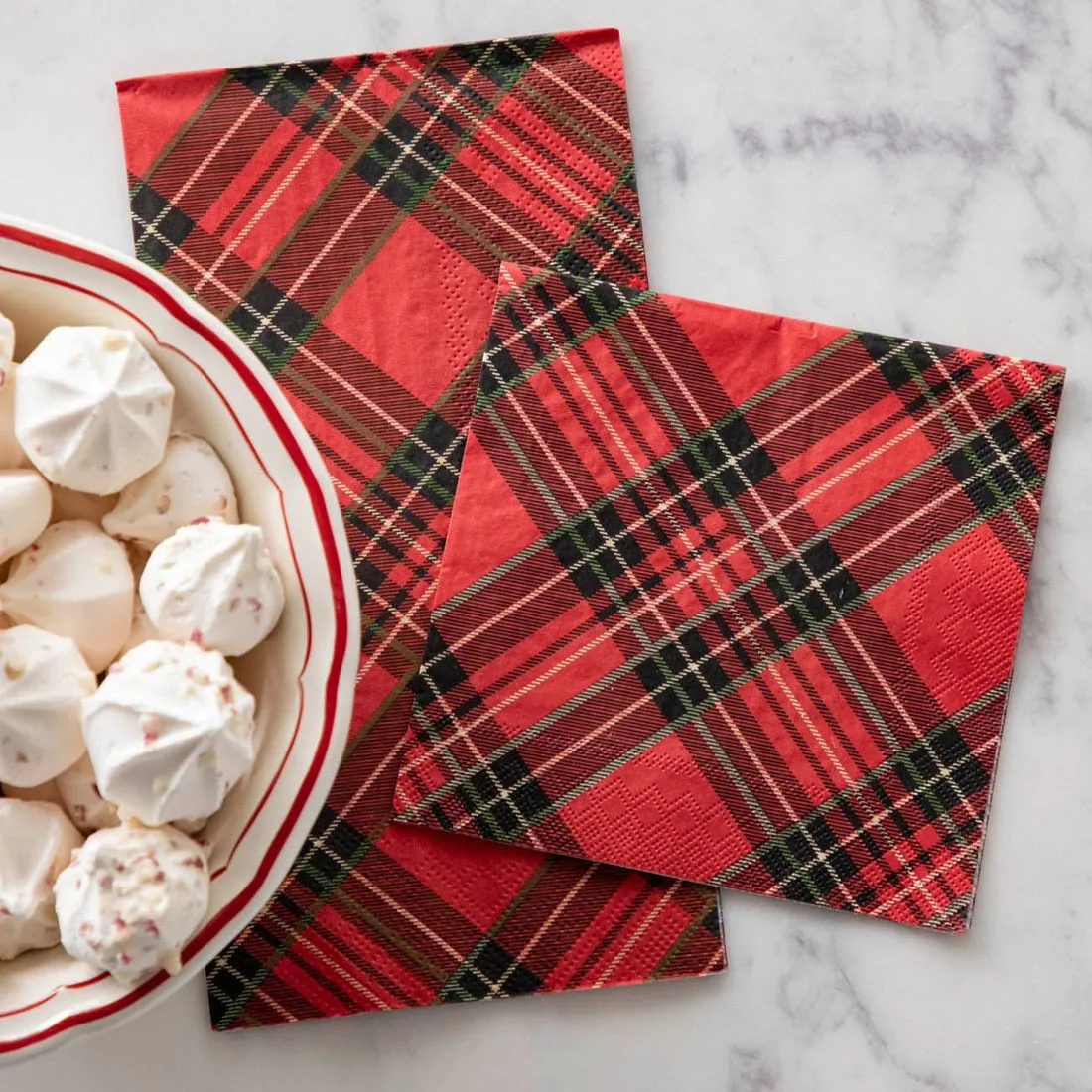 RED PLAID COCKTAIL NAPKIN