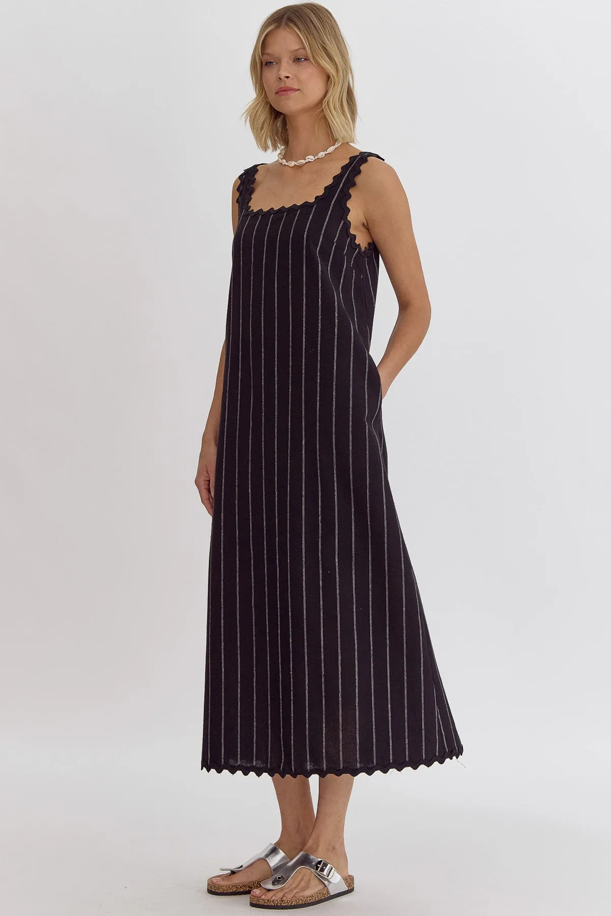 Ric Rac Striped Maxi Dress {Black}