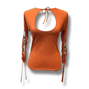 ROBERTO CAVALLI Orange Silk Blouse | Size IT 50