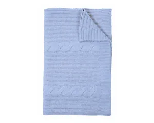 Roma Cable Knit Cashmere Throw - Celeste
