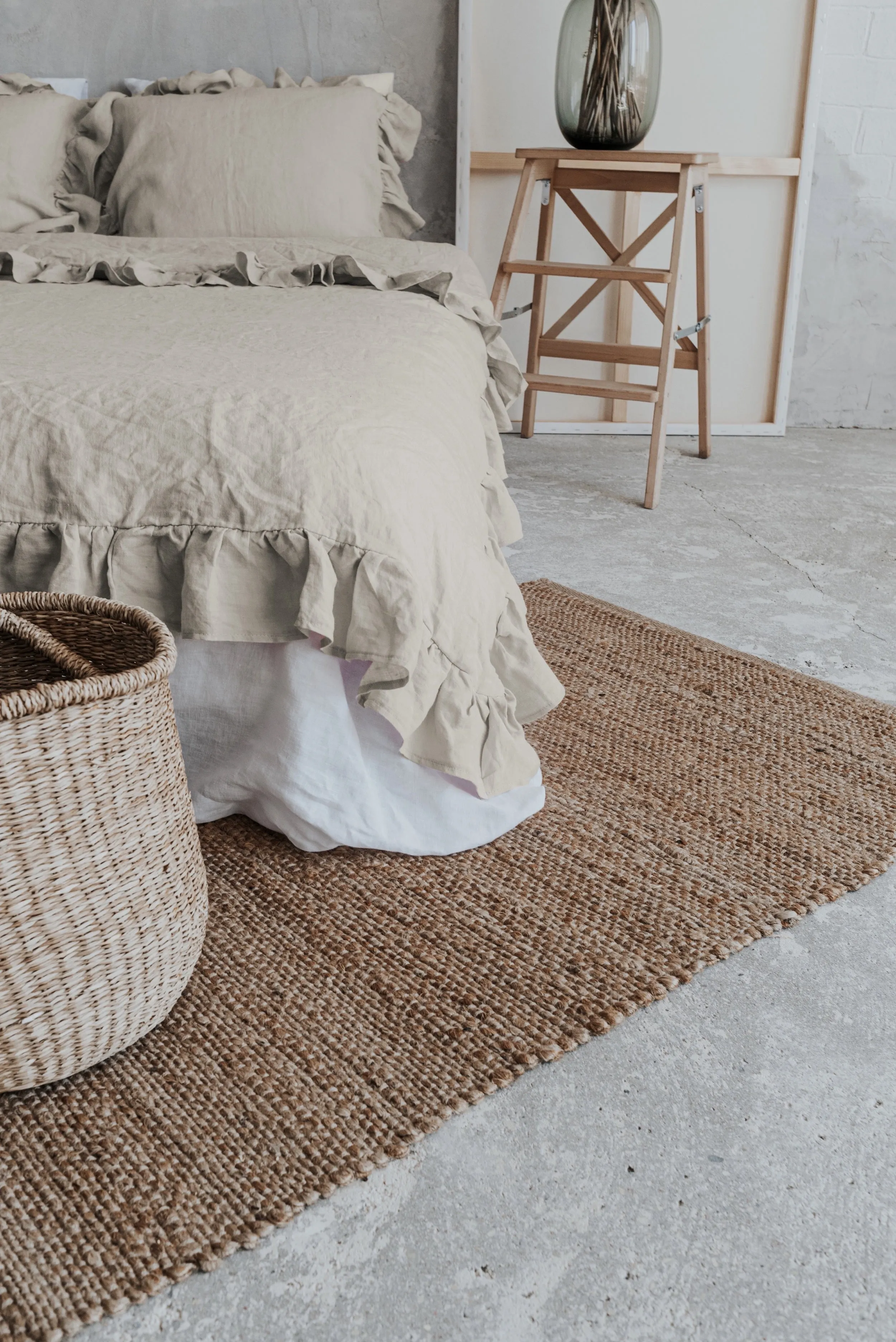 Ruffle Duvet Cover and Pillowcases Set - Natural