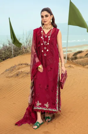 Saira Shakira Embroidered Lawn Unstitched 3Pc Suit D-03A Lillie de Jong - Cherry