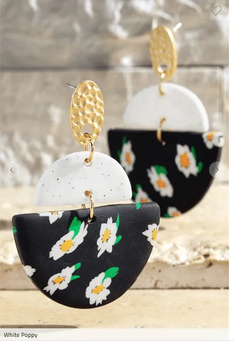 SALE- Handmade Clay Daisy Pot Earrings