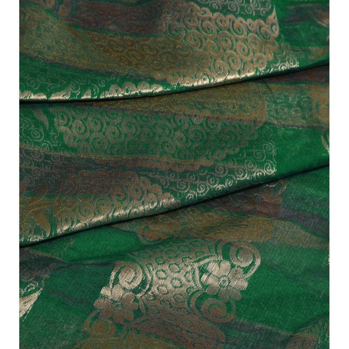 Sea Green Kora Cotton Saree with Zari Work