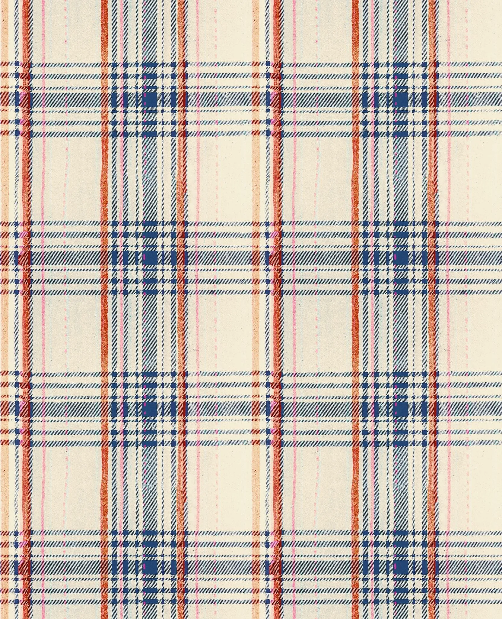 SEAPORT PLAID Cream Wallpaper
