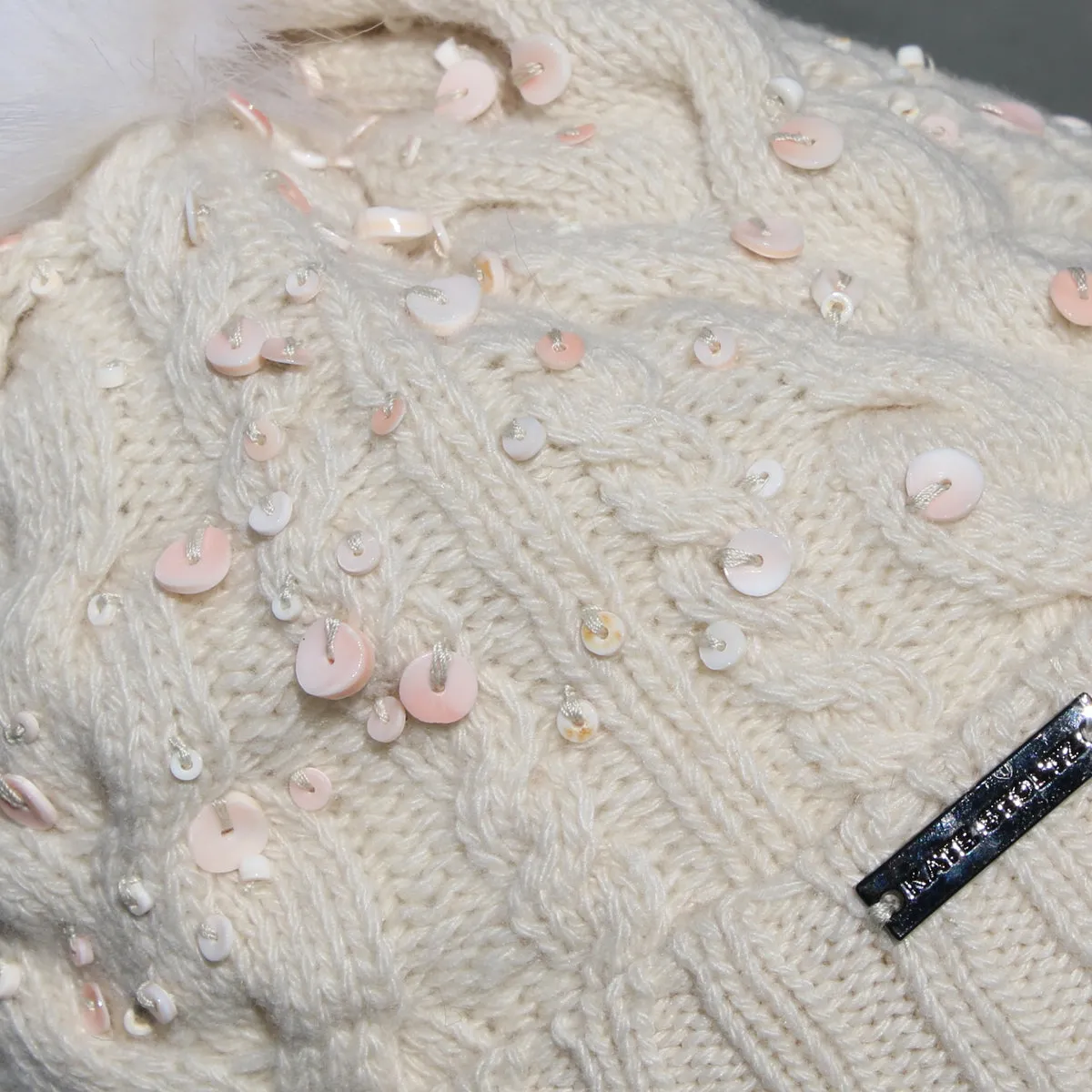 Seashell Bead Cable Knit Hat