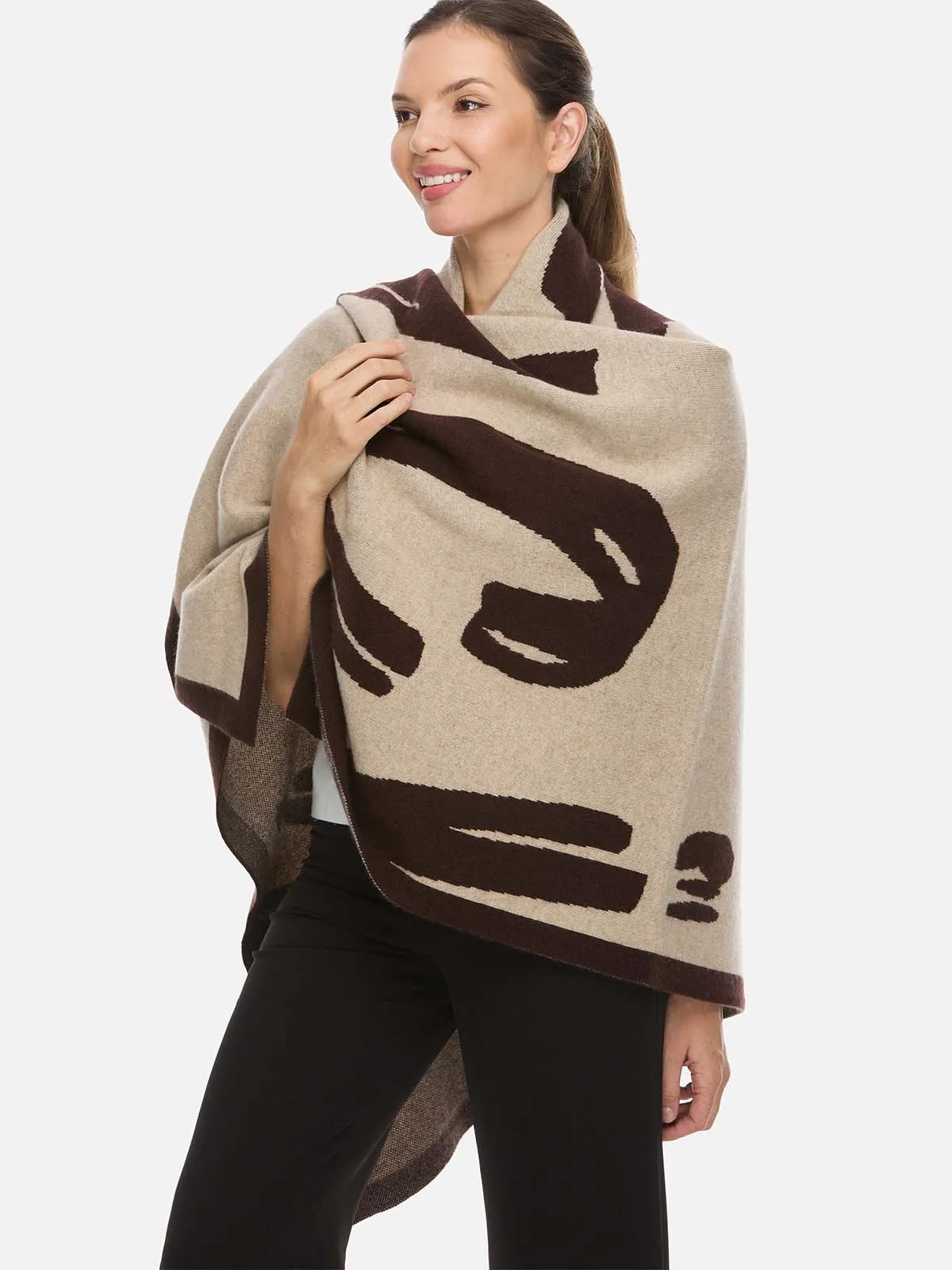 Sesame Dot Luxe Cashmere Blanket - Brown
