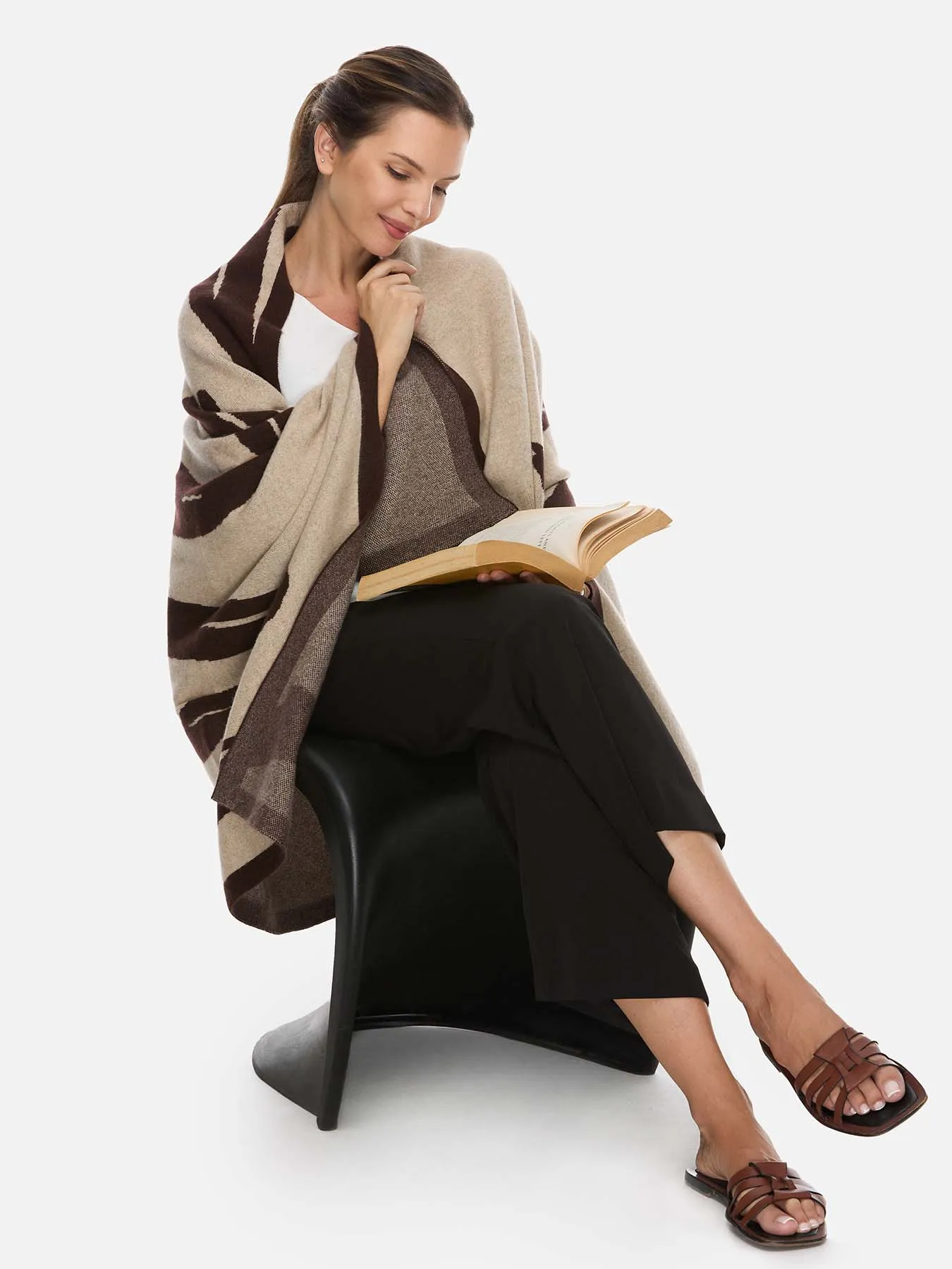 Sesame Dot Luxe Cashmere Blanket - Brown