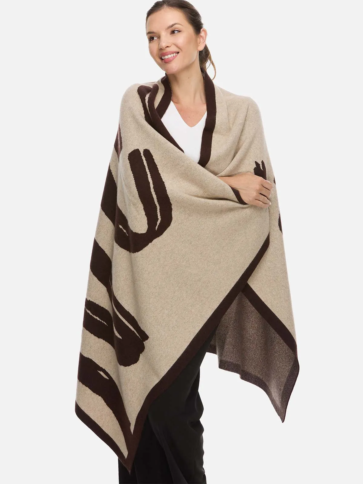 Sesame Dot Luxe Cashmere Blanket - Brown