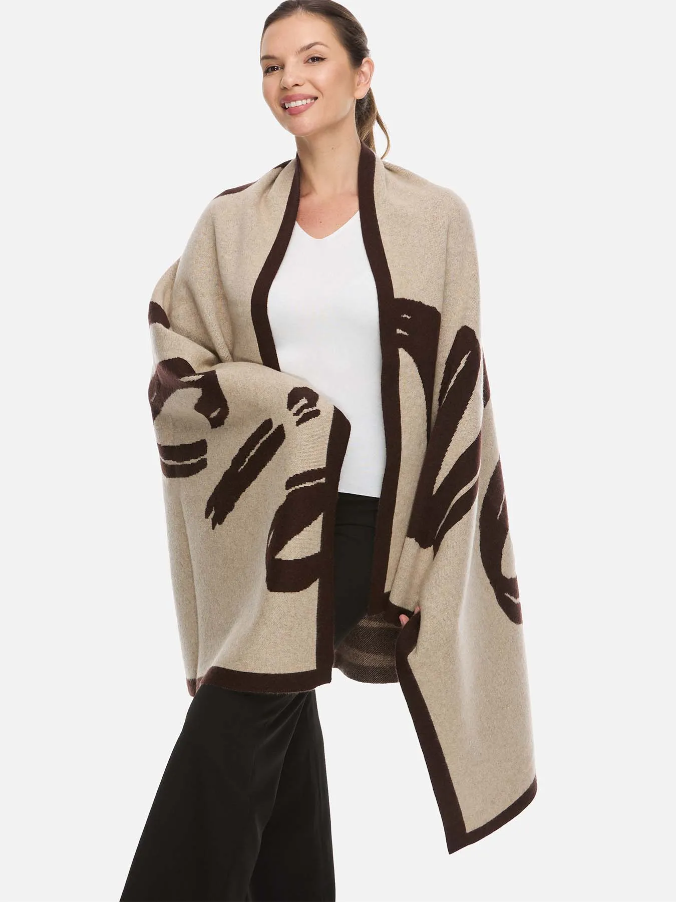 Sesame Dot Luxe Cashmere Blanket - Brown