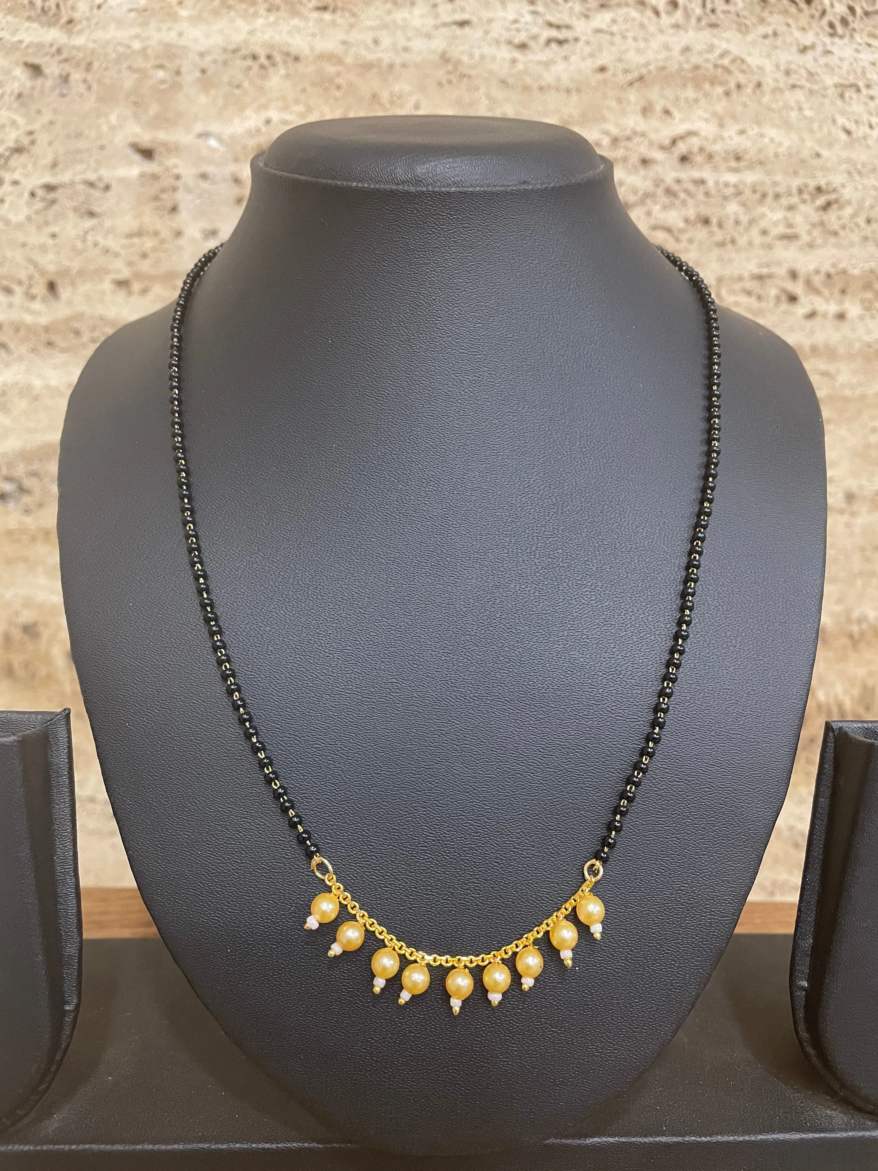 Short Mangalsutra Designs Gold Plated मंगळसूत्र Moti Pendant Fancy Wear (19 Inches)