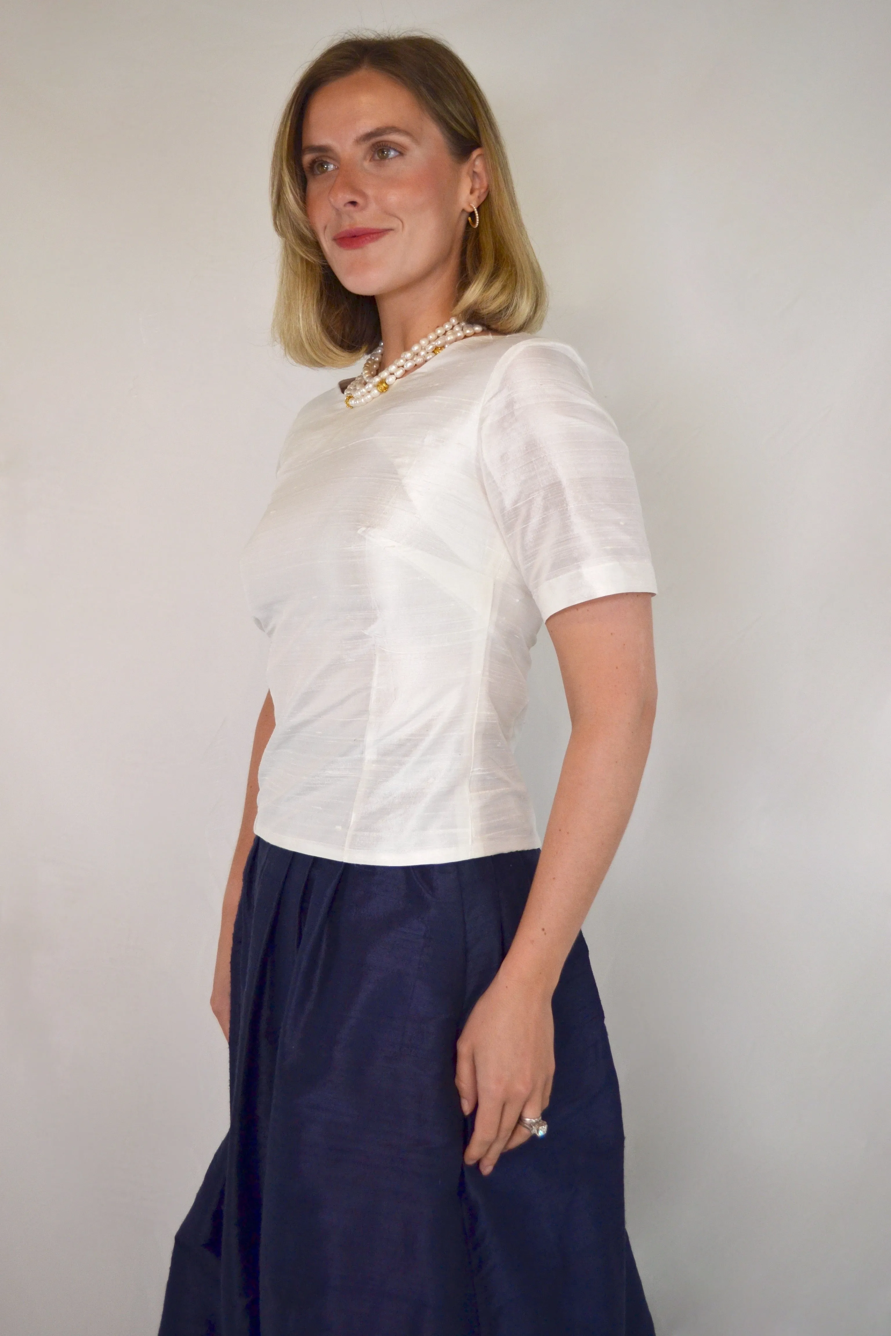 Short Sleeved Shirt in Silk Dupioni- Offered in 8 colors