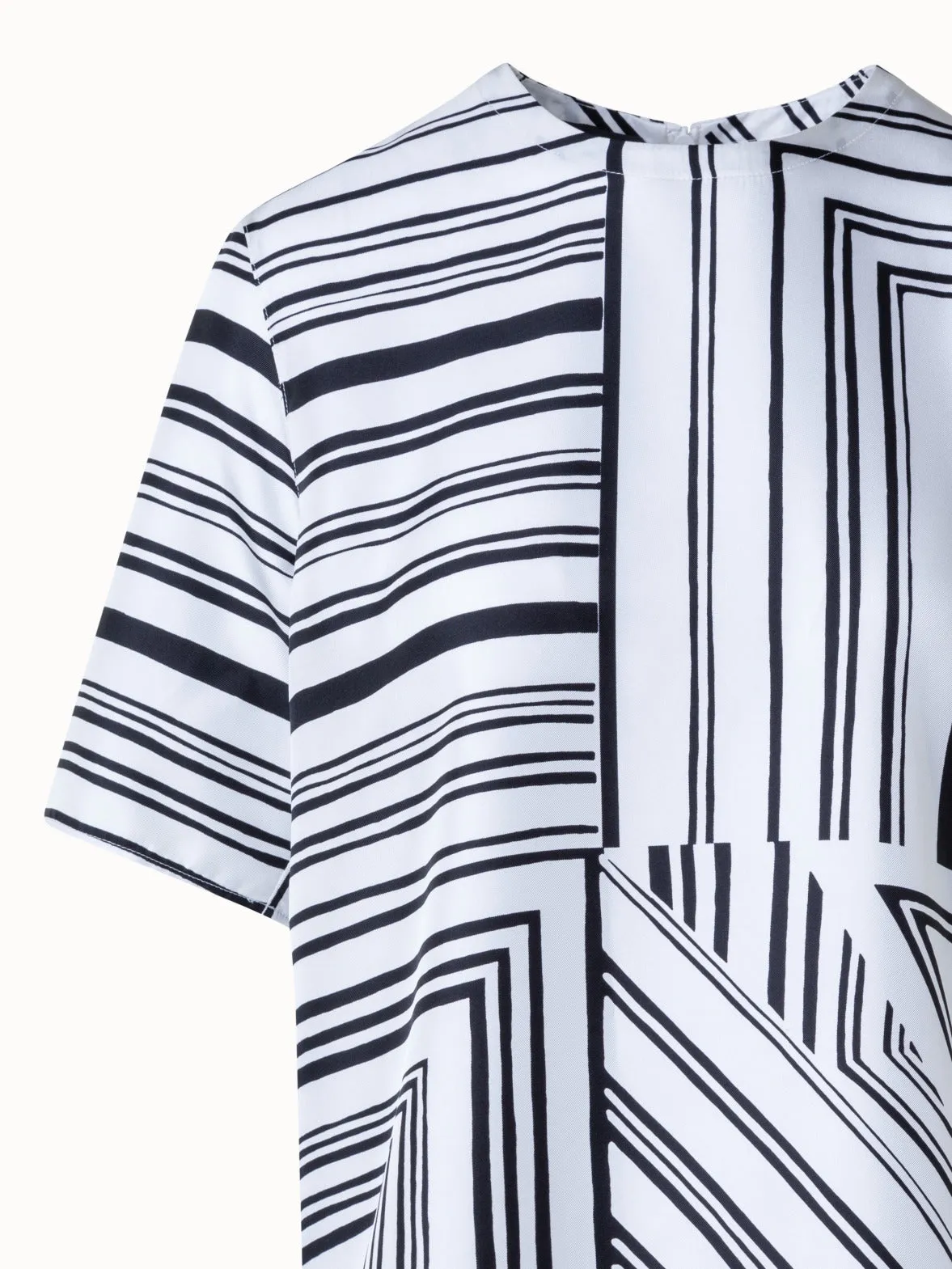 Silk T-Shirt Blouse with Lizzi's Lines Print