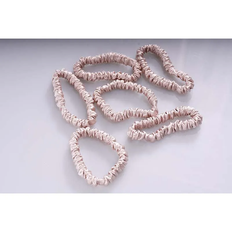 Silk thin scrunchies - Nude - 6 Pack - dropshipping