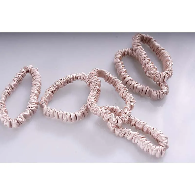 Silk thin scrunchies - Nude - 6 Pack - dropshipping